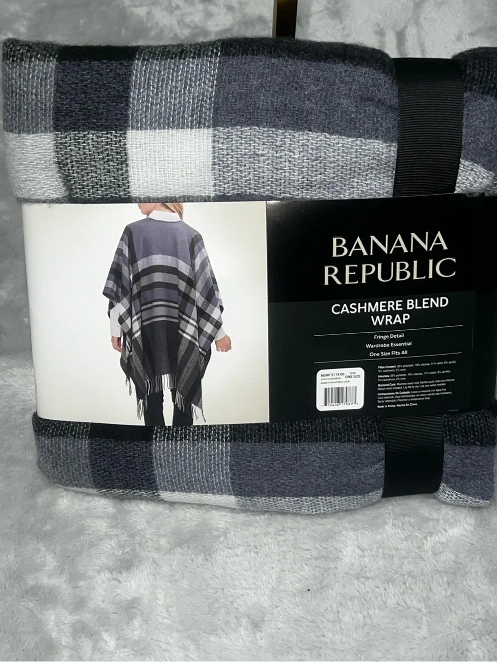 Banana Republic Cashmere Blend Plaid Wrap – NWT